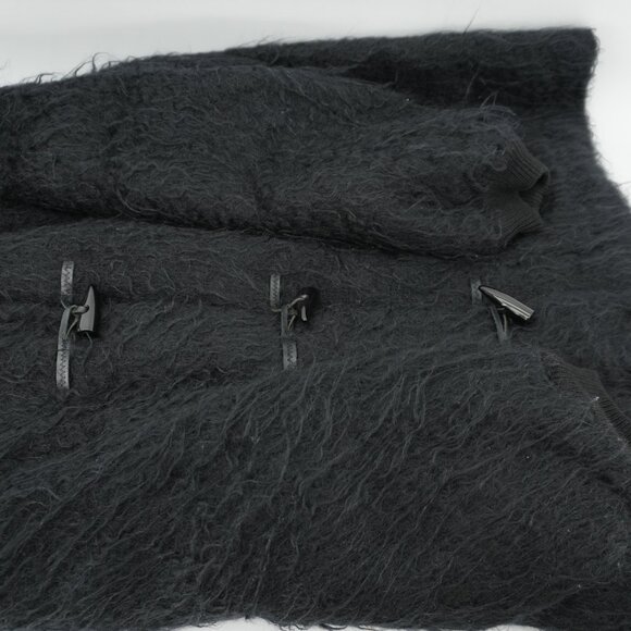Vintage Shaggy MOHAIR SCOTTISH Wool Hooded Sweater Teddy Coat Size Large - Picture 12 of 12